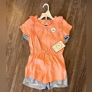 2pk Kids Orange & Blue Romper Set Size 6